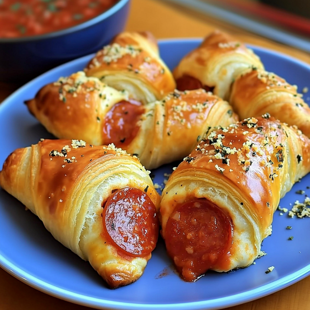 Recipe preparation for Mozzarella Pepperoni Croissant Rolls
