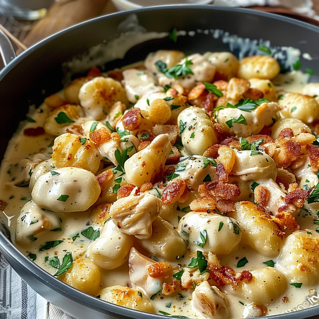 Recipe preparation for Creamy Crack Chicken Gnocchi