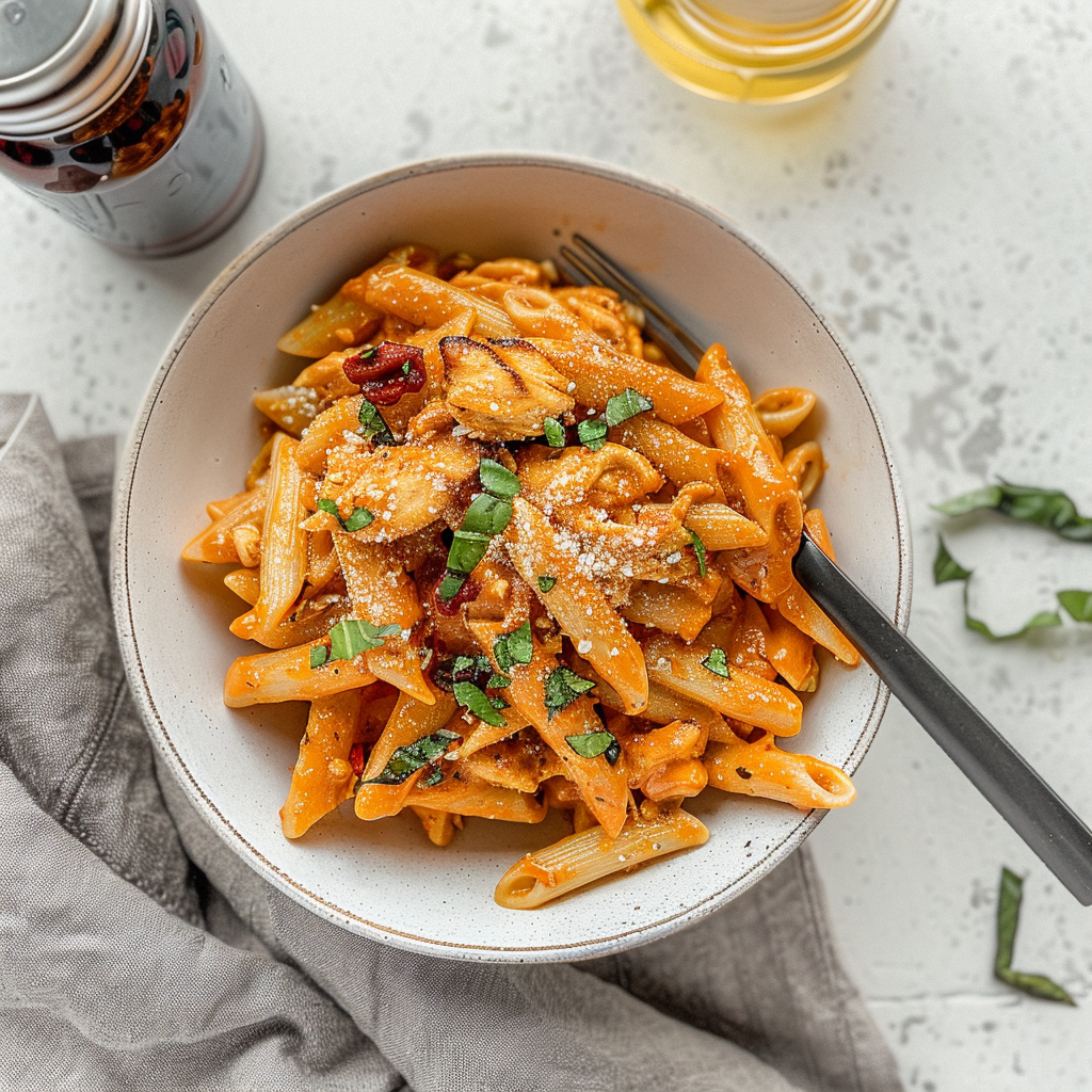 Recipe preparation for Chipotle Cheesy Chicken Pasta