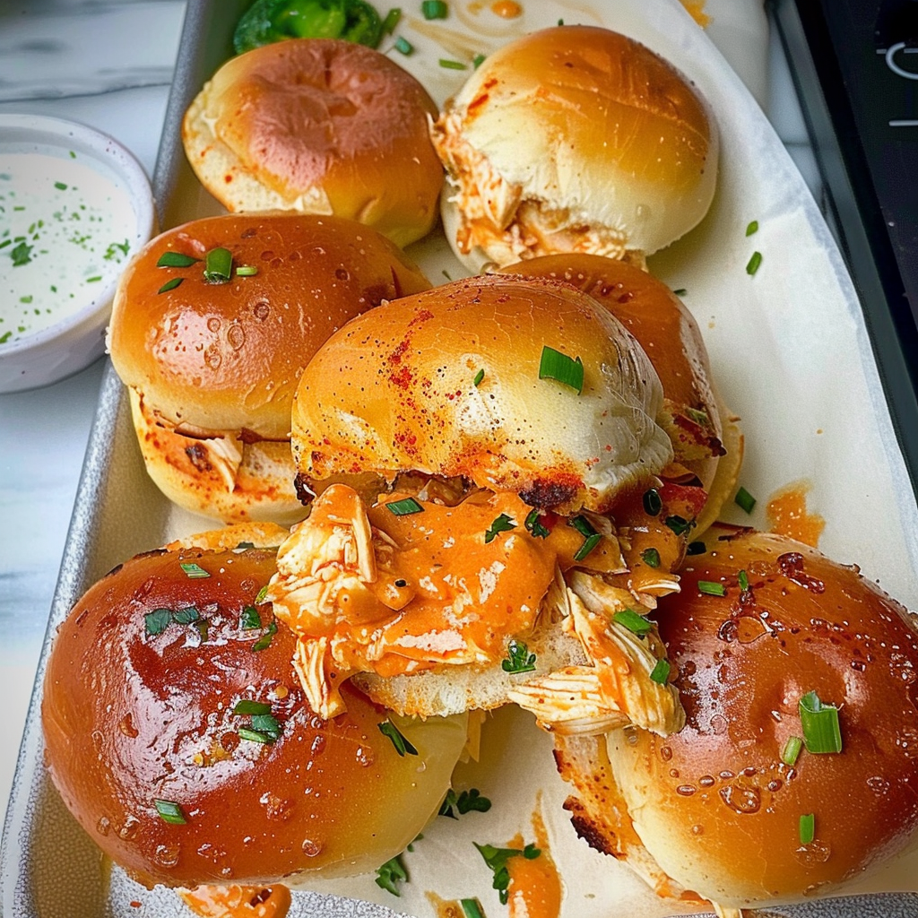Recipe preparation for Easy Spicy Buffalo Chicken Sliders