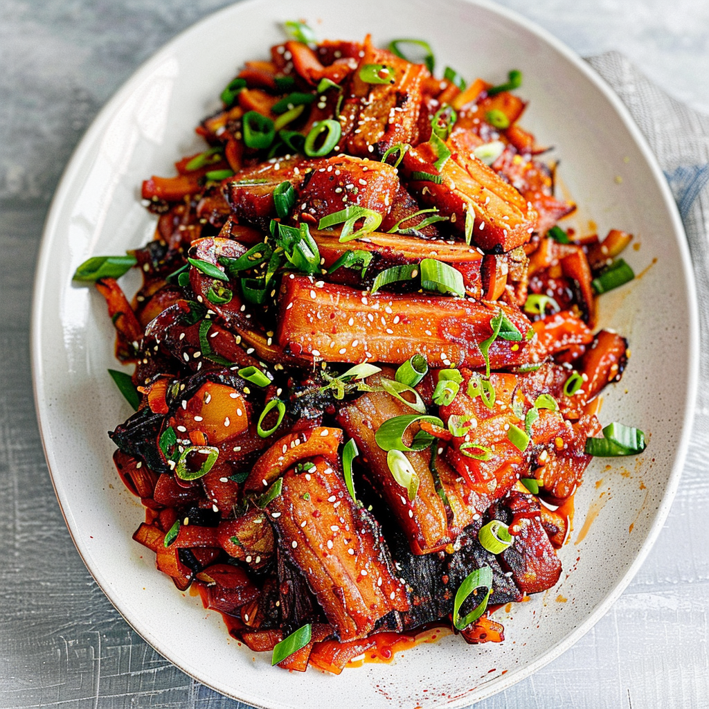 Recipe preparation for Korean Pork Belly Skillet