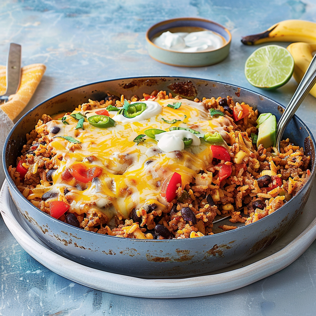 Recipe preparation for Easy One-Pot Cheesy Taco Rice