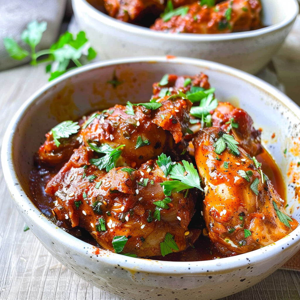 Recipe preparation for Harissa Lemon Chicken Thighs