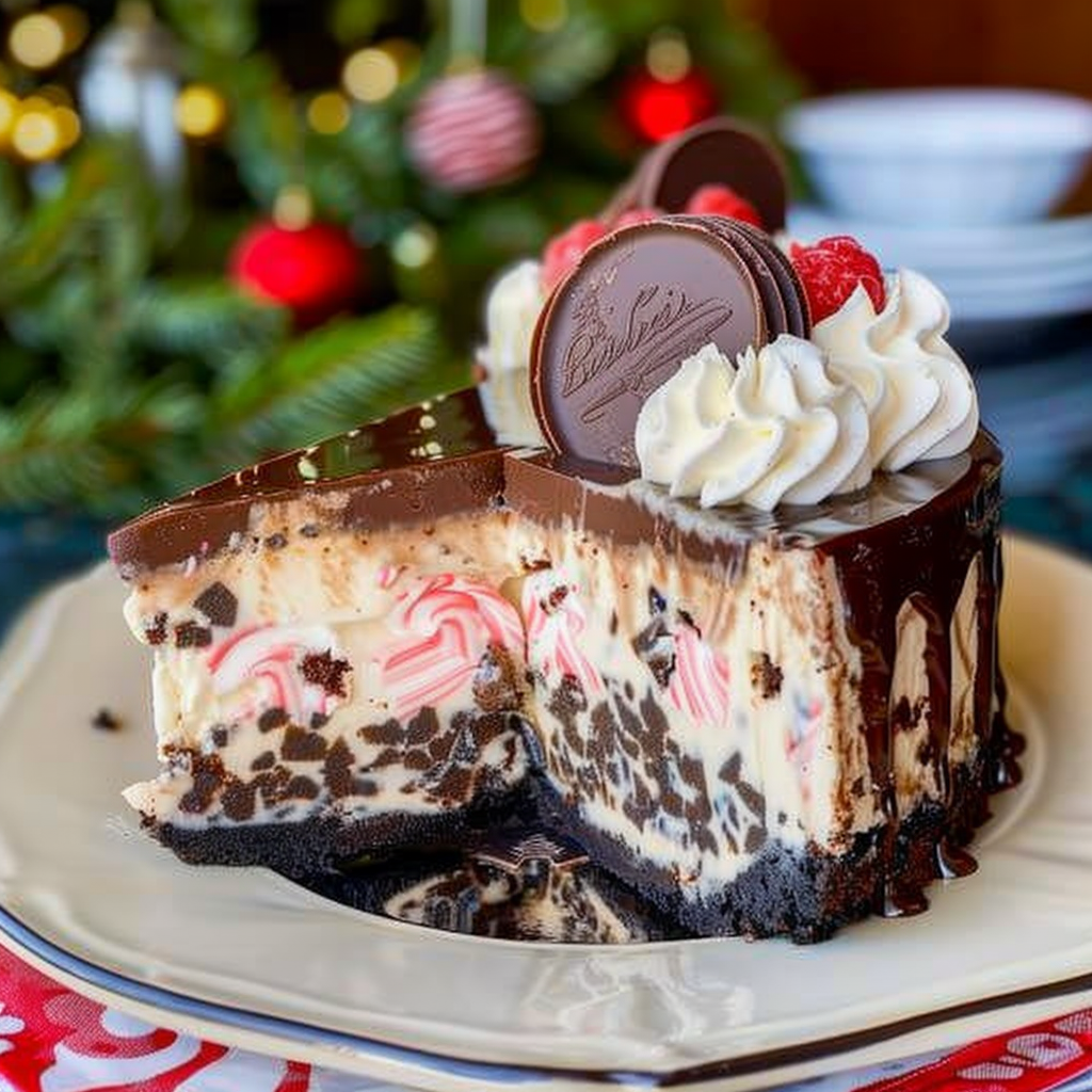 Recipe preparation for Chocolate Peppermint Marble Cheesecake