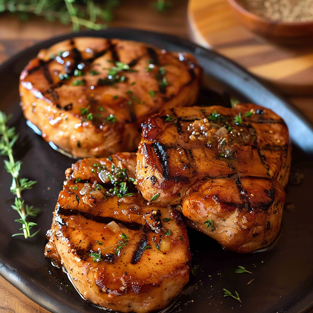 Recipe preparation for Maple Dijon Glazed Pork Chops
