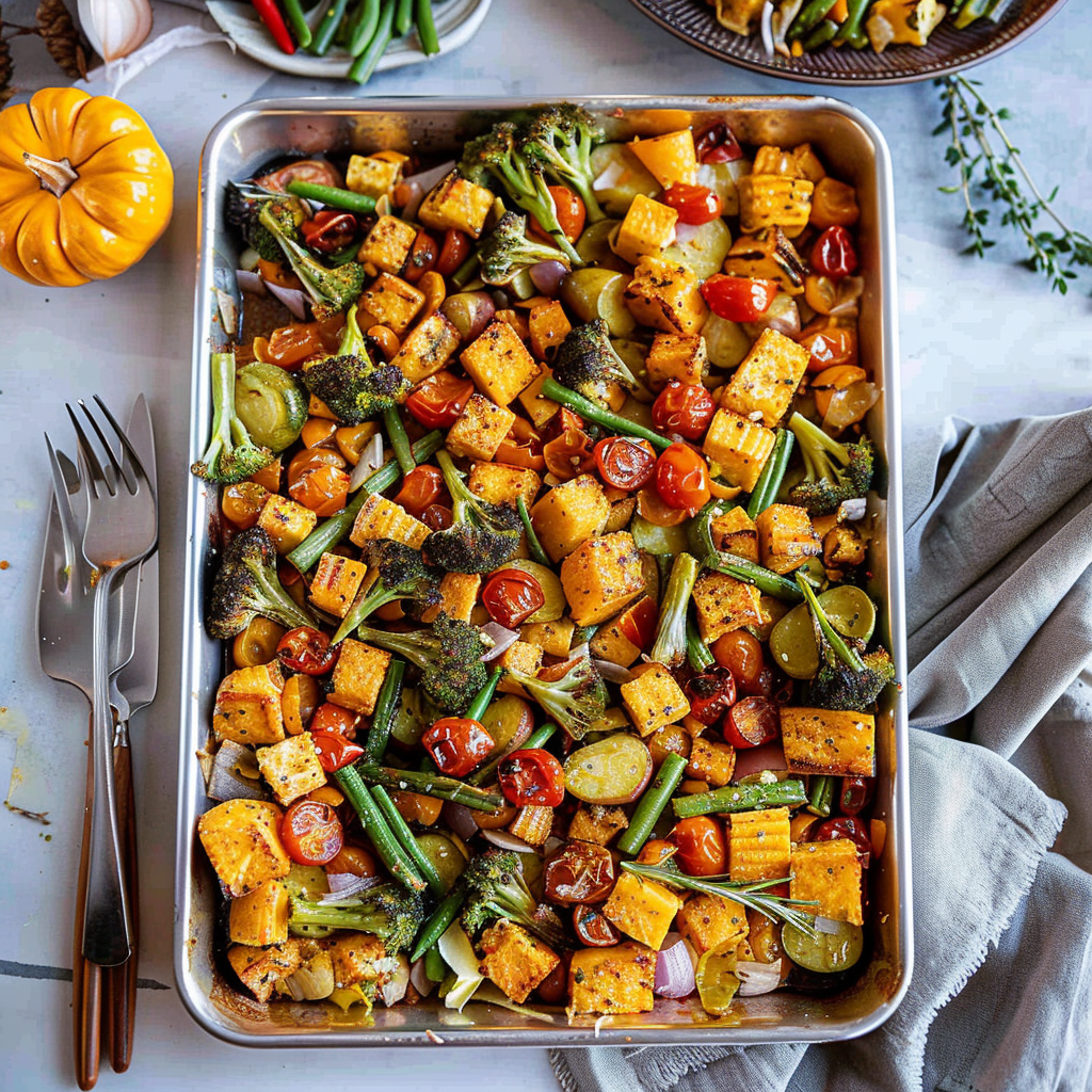 Recipe preparation for Friendsgiving Sheet Pan Roast