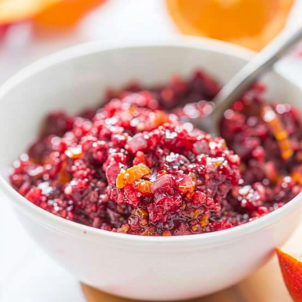 Recipe preparation for Cranberry Orange Relish