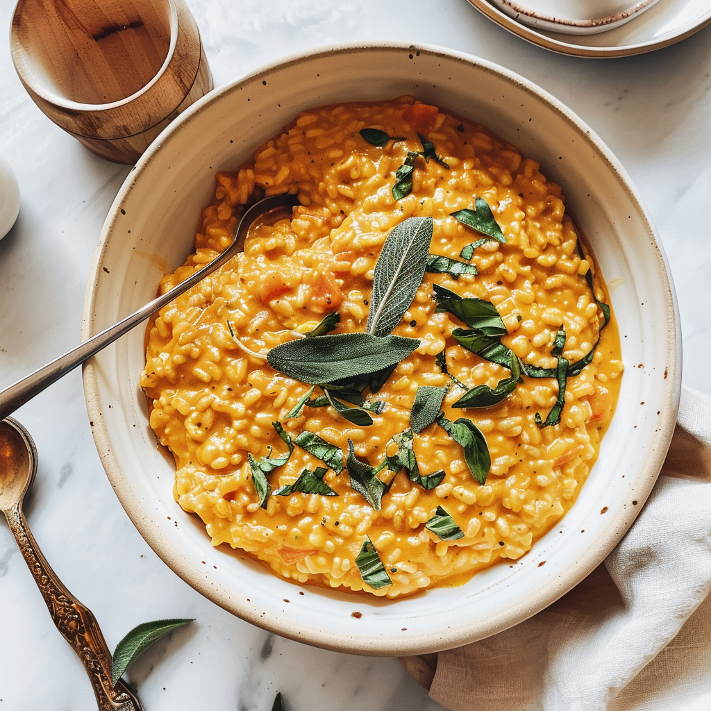Recipe preparation for Pumpkin & Sage Risotto
