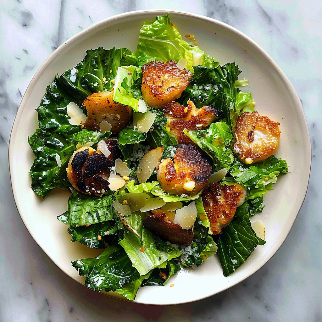 Recipe preparation for Seaweed Caesar Salad