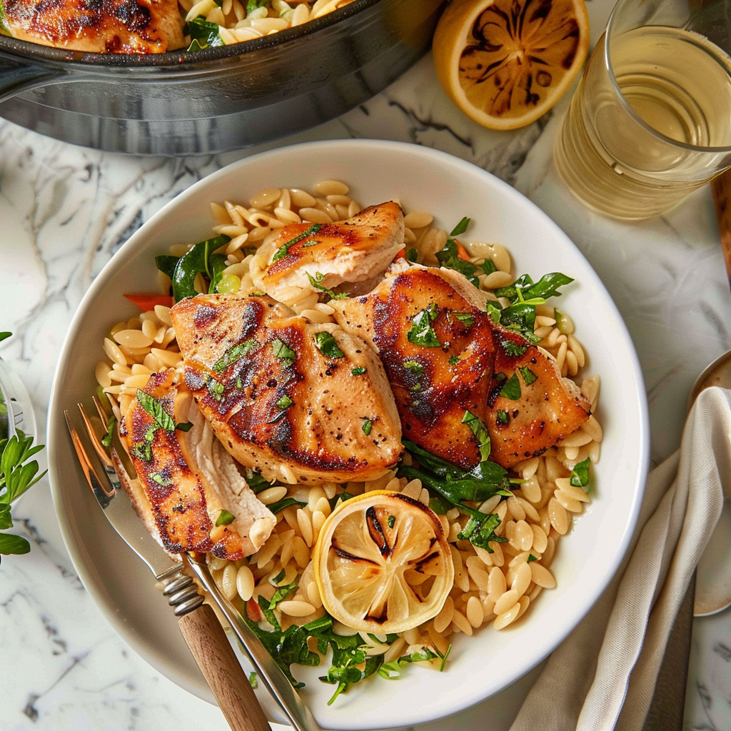 Recipe preparation for One-Pot Lemon Chicken & Orzo