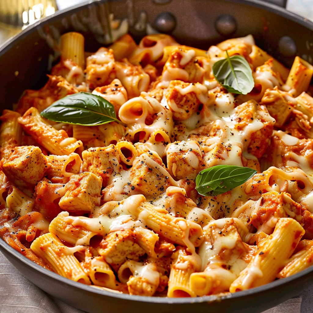 Recipe preparation for One-Pan Chicken Parmesan Pasta