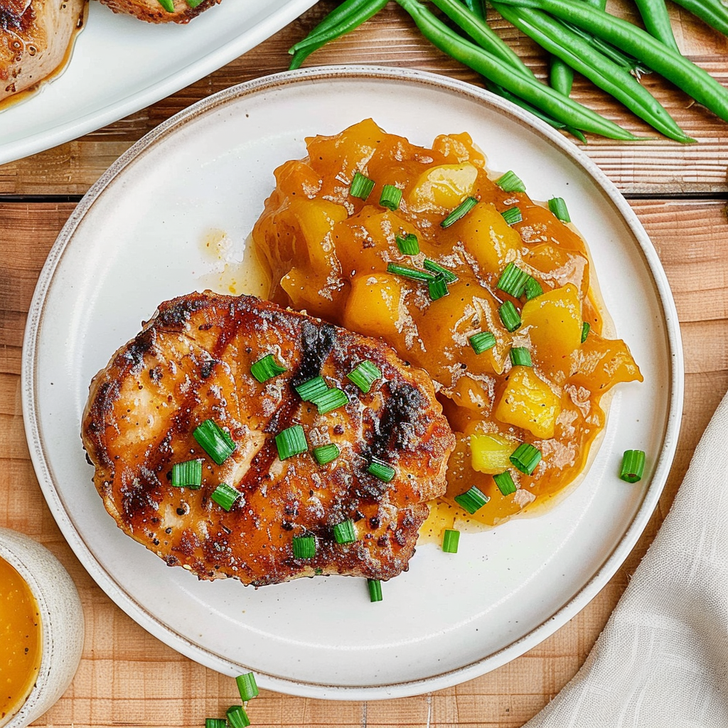 Recipe preparation for Pork Chops with Golden Apple Sauce