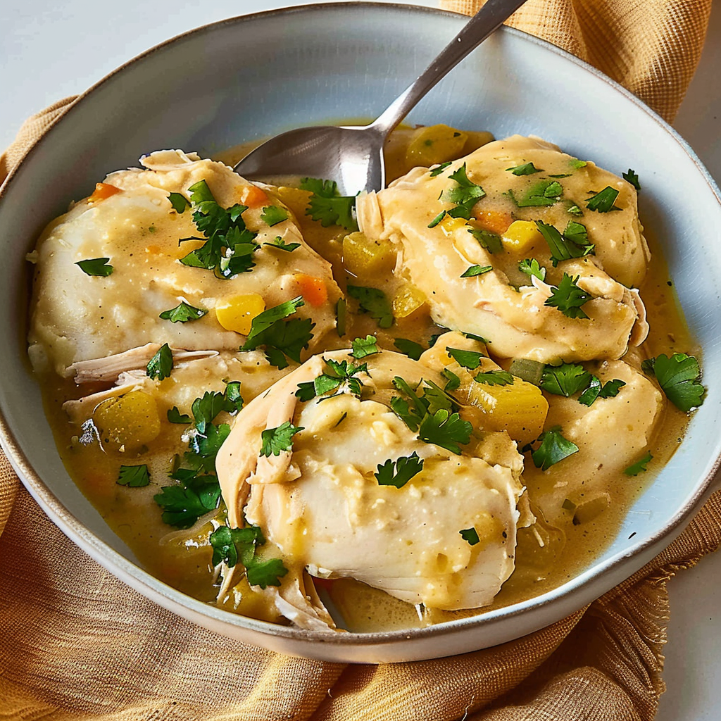 Recipe preparation for Slow-Cooker Chicken and Dumplings
