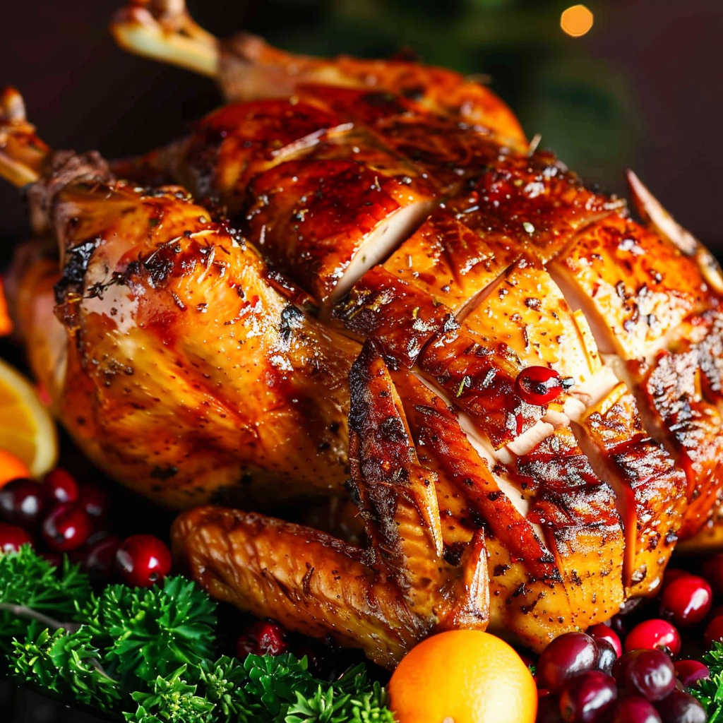 Recipe preparation for Orange-Ginger Glazed Duck with Cranberries