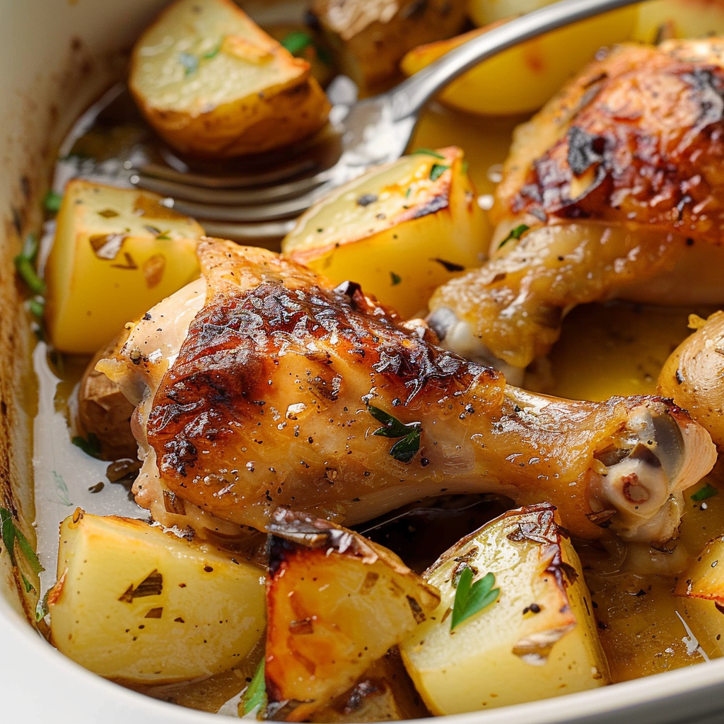 Recipe preparation for One-Pan Garlic Butter Chicken & Potatoes