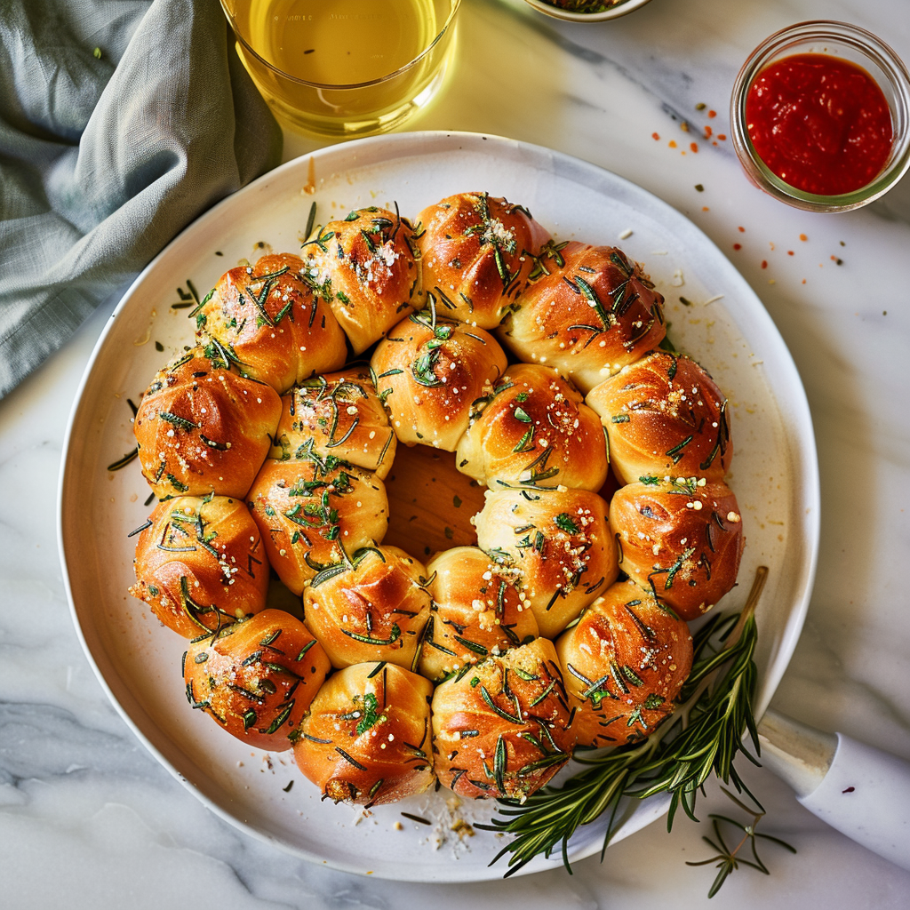 Recipe preparation for Holiday Herb & Parmesan Pull-Apart Wreath