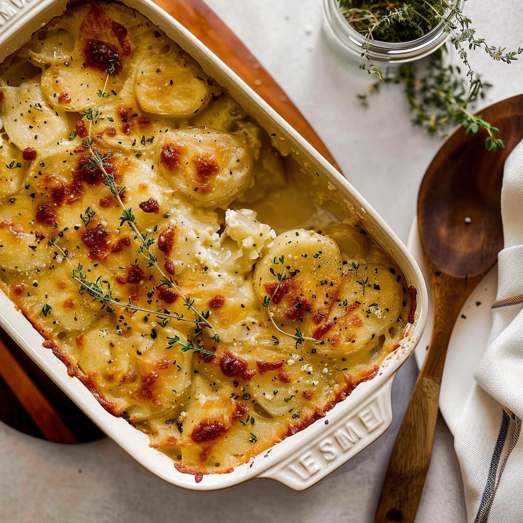 Recipe preparation for Gruyère Scalloped Potatoes