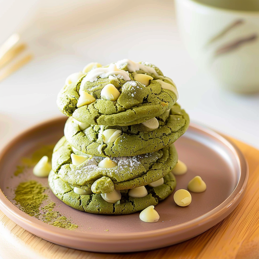 Recipe preparation for Matcha White Chocolate Chip Cookies