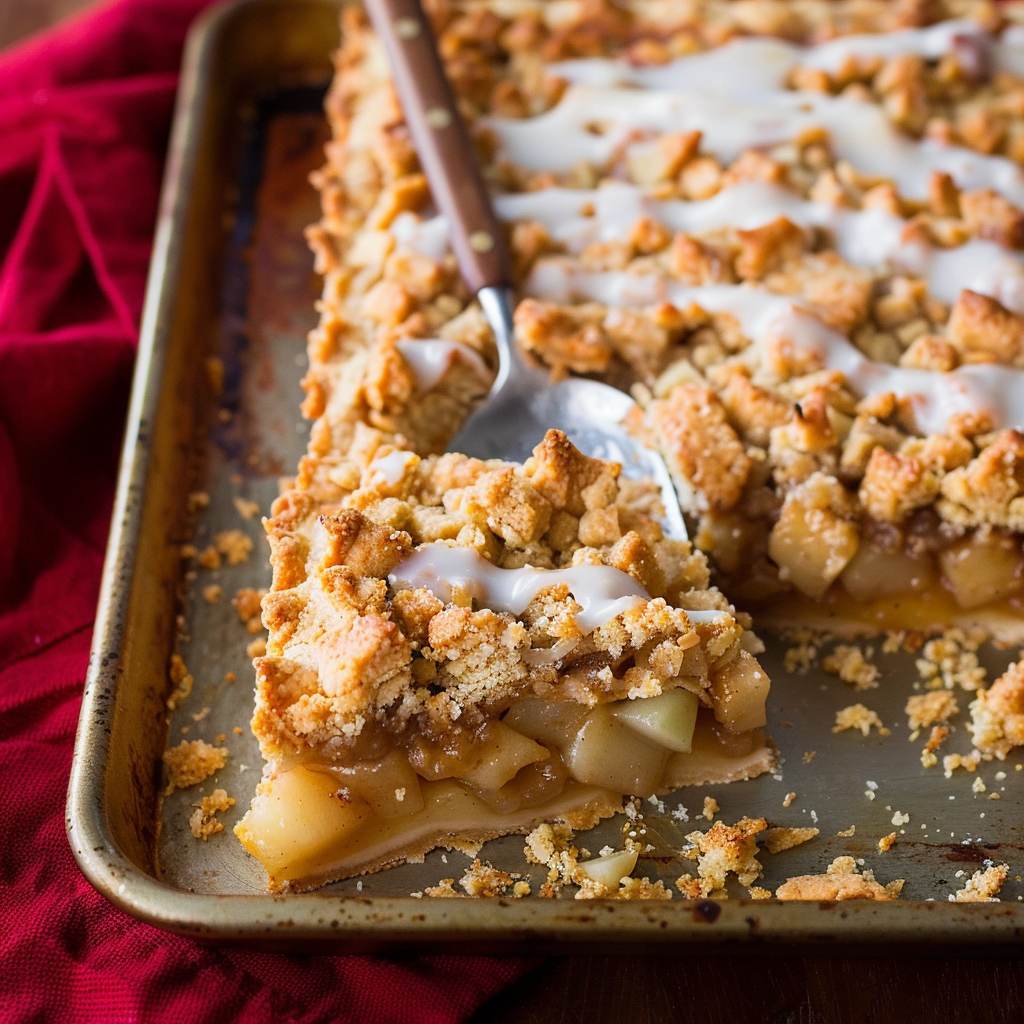 Recipe preparation for Apple Slab Pie with Cinnamon Streusel