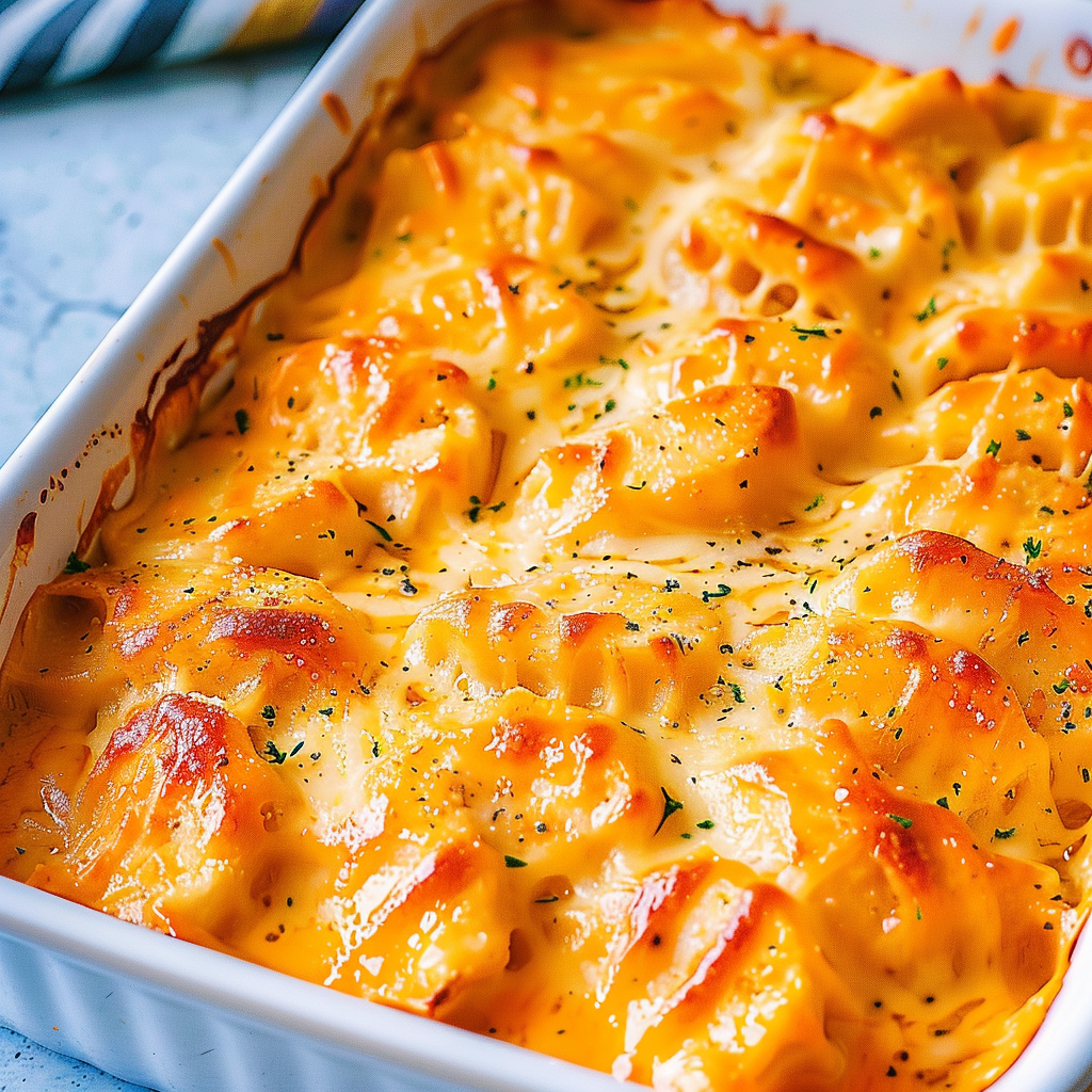 Recipe preparation for Three-Cheese Scalloped Potatoes