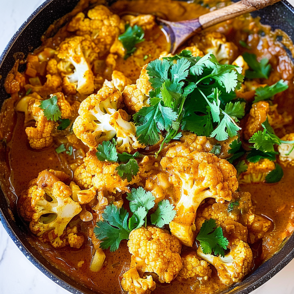 Recipe preparation for Turmeric Coconut Cauliflower Curry