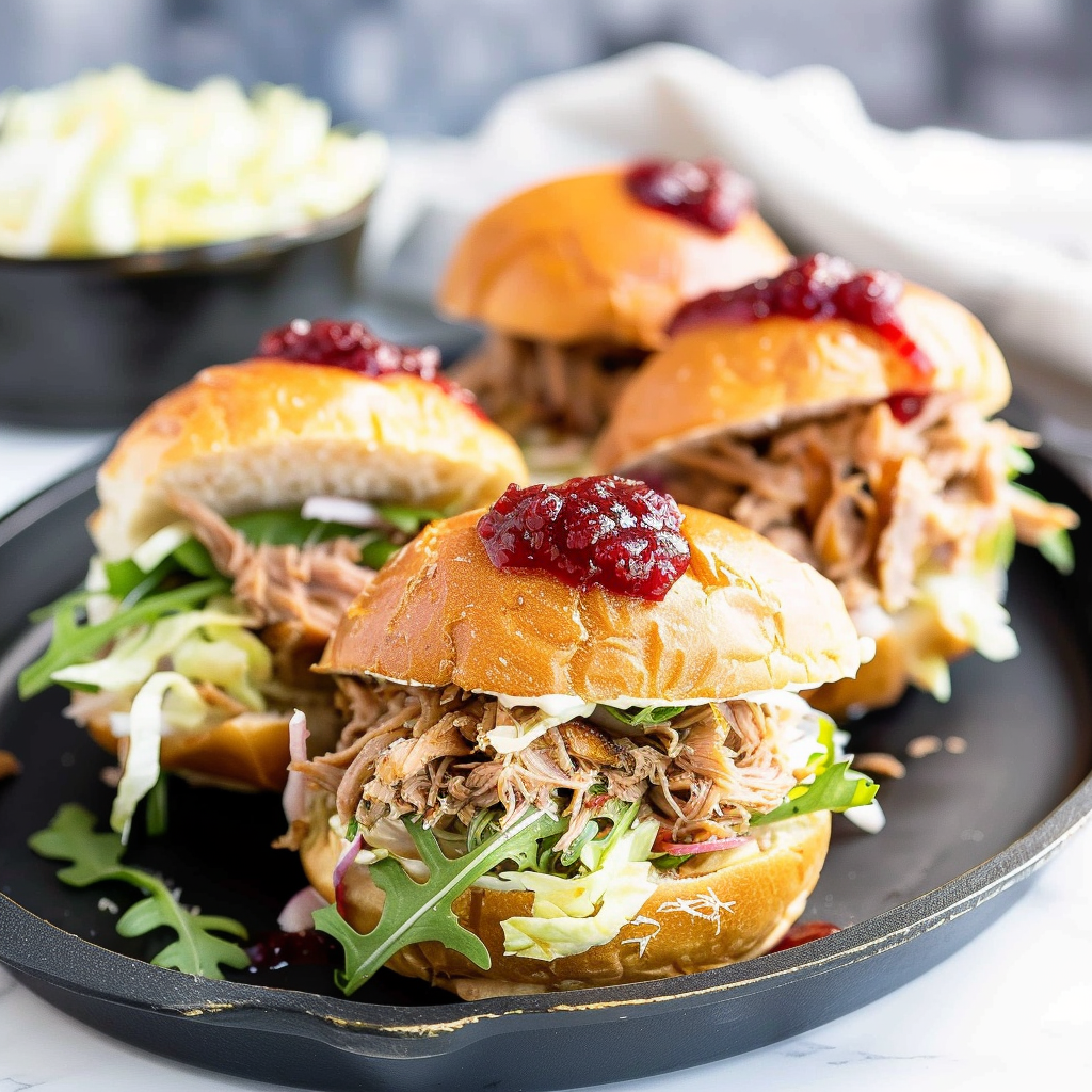 Recipe preparation for Pulled Jackfruit BBQ Sliders with Cranberry Slaw