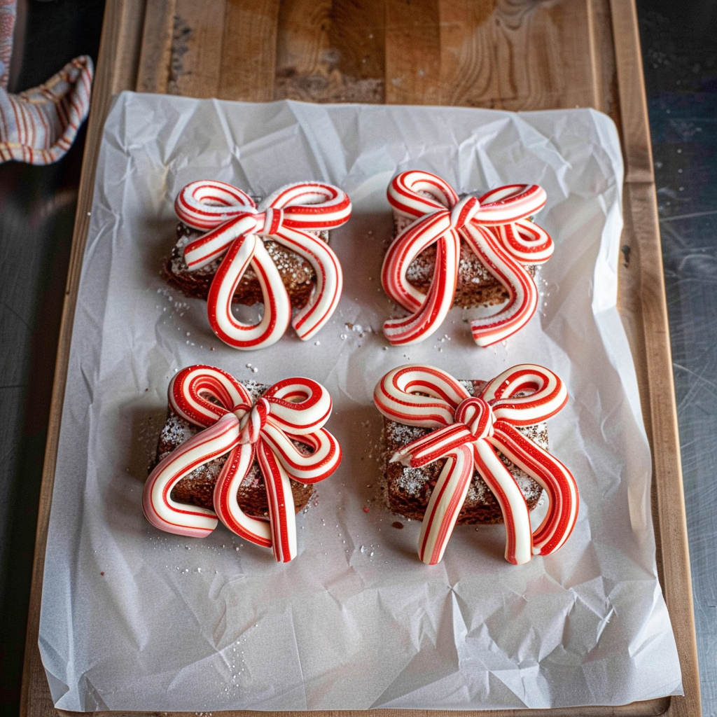 Recipe preparation for Cherry & Cinnamon Candy-Cane Bows