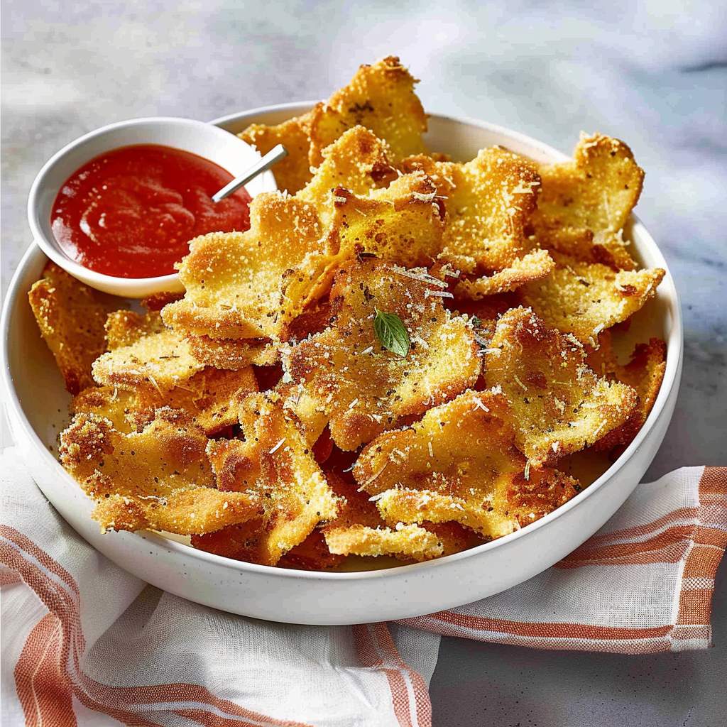 Recipe preparation for Air Fryer Crispy Pasta Chip