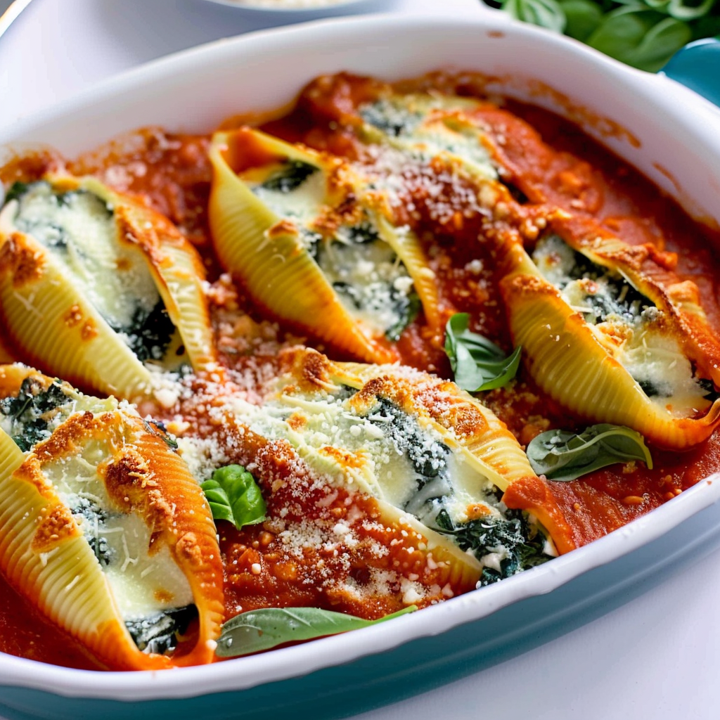 Recipe preparation for Spinach and Ricotta Stuffed Shells