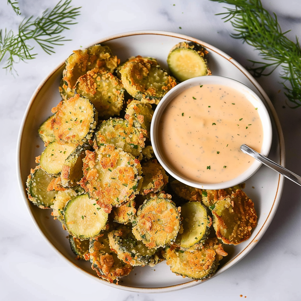 Recipe preparation for Air Fryer Fried Pickles with Ranch Dip