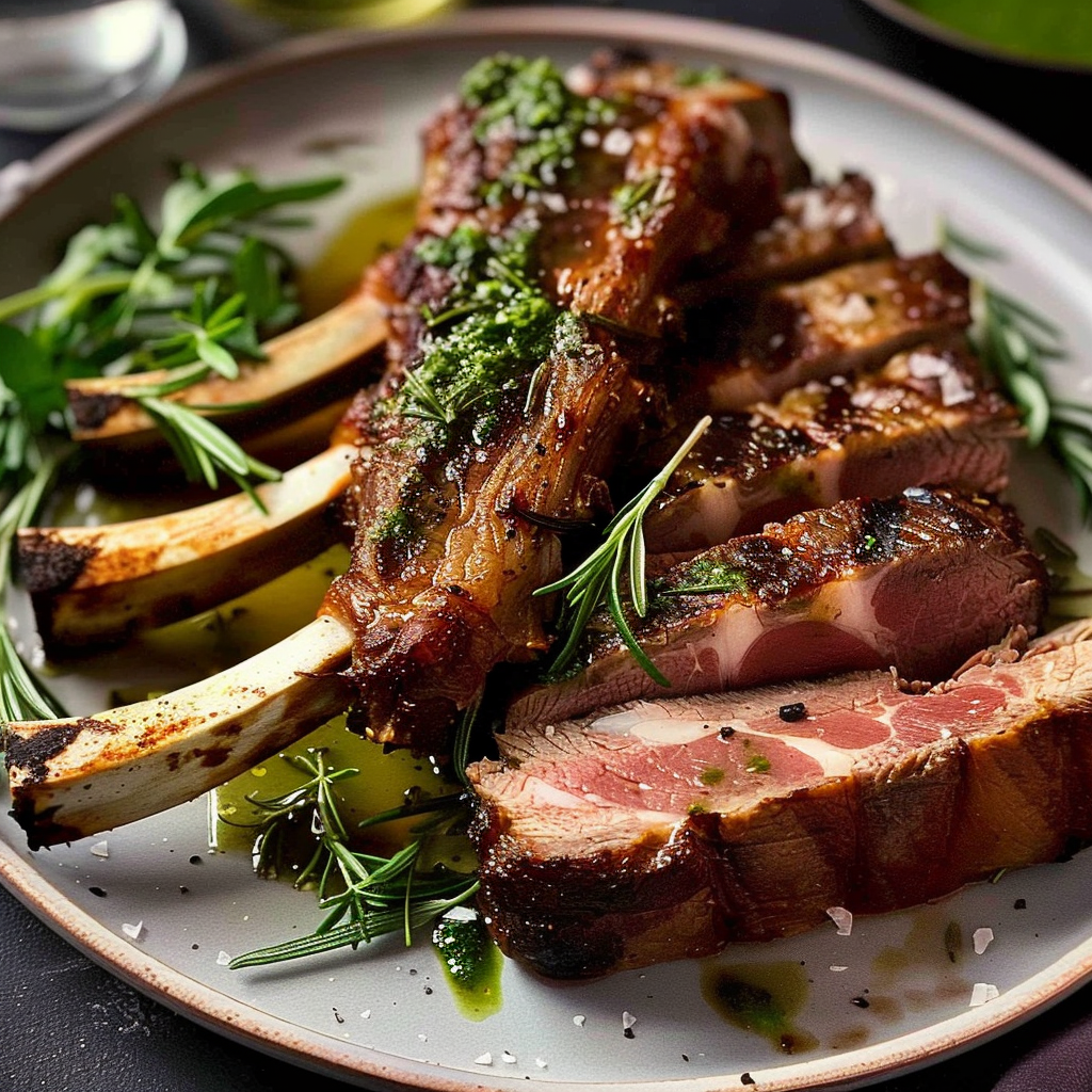 Recipe preparation for Rack of Lamb with Rosemary Crust