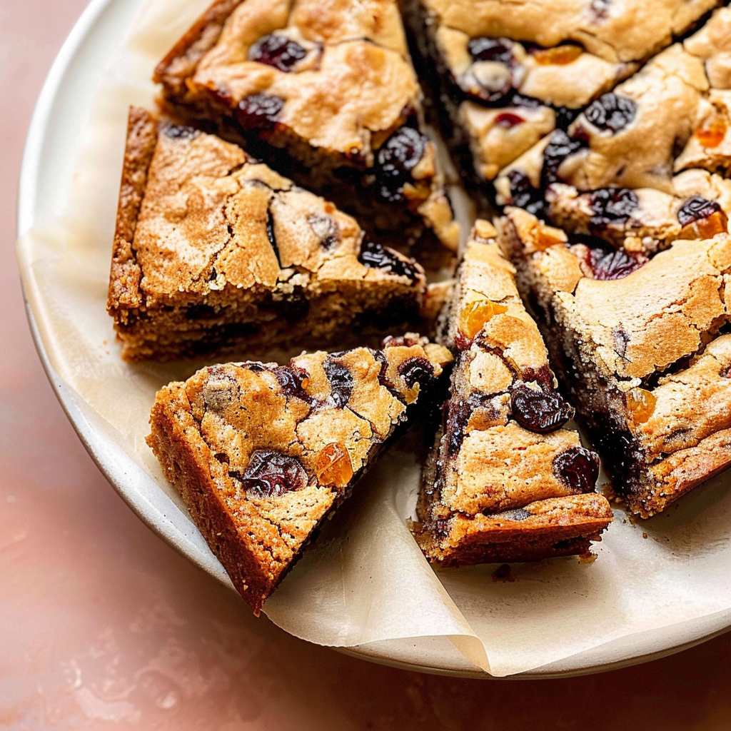 Recipe preparation for Dark Chocolate Cranberry Blondie