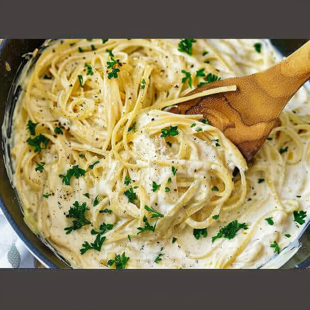 Recipe preparation for One-Pot Creamy Garlic Pasta