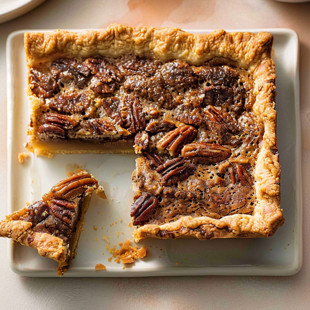 Recipe preparation for Pecan Slab Pie