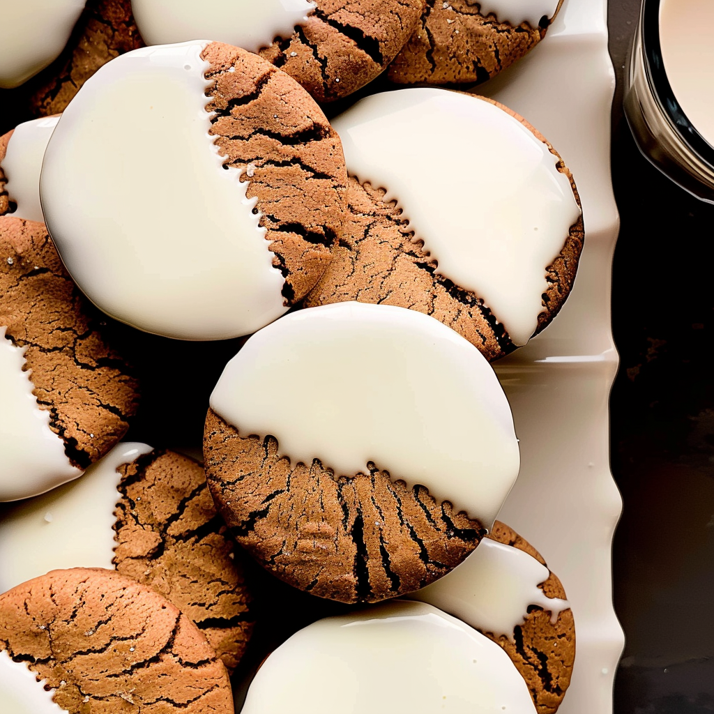 Recipe preparation for White Chocolate-Dipped Gingersnaps