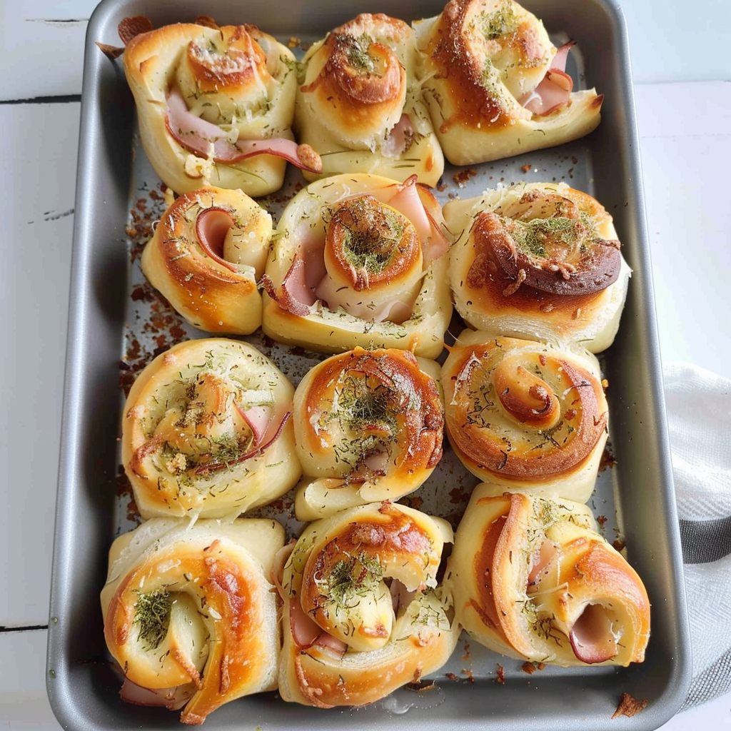 Recipe preparation for Miniature Ham and Cheese Rolls