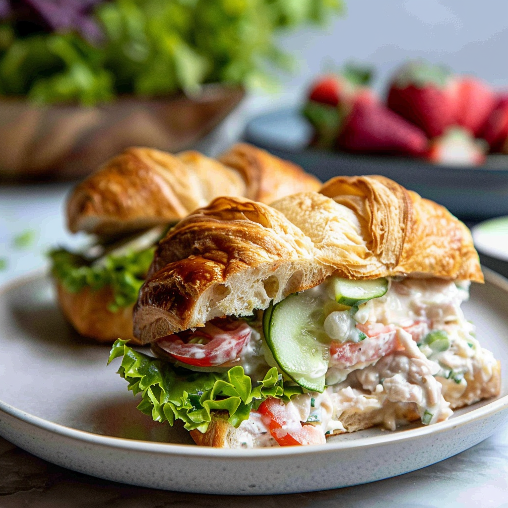 Recipe preparation for Tuna Melt Croissant Sandwiches