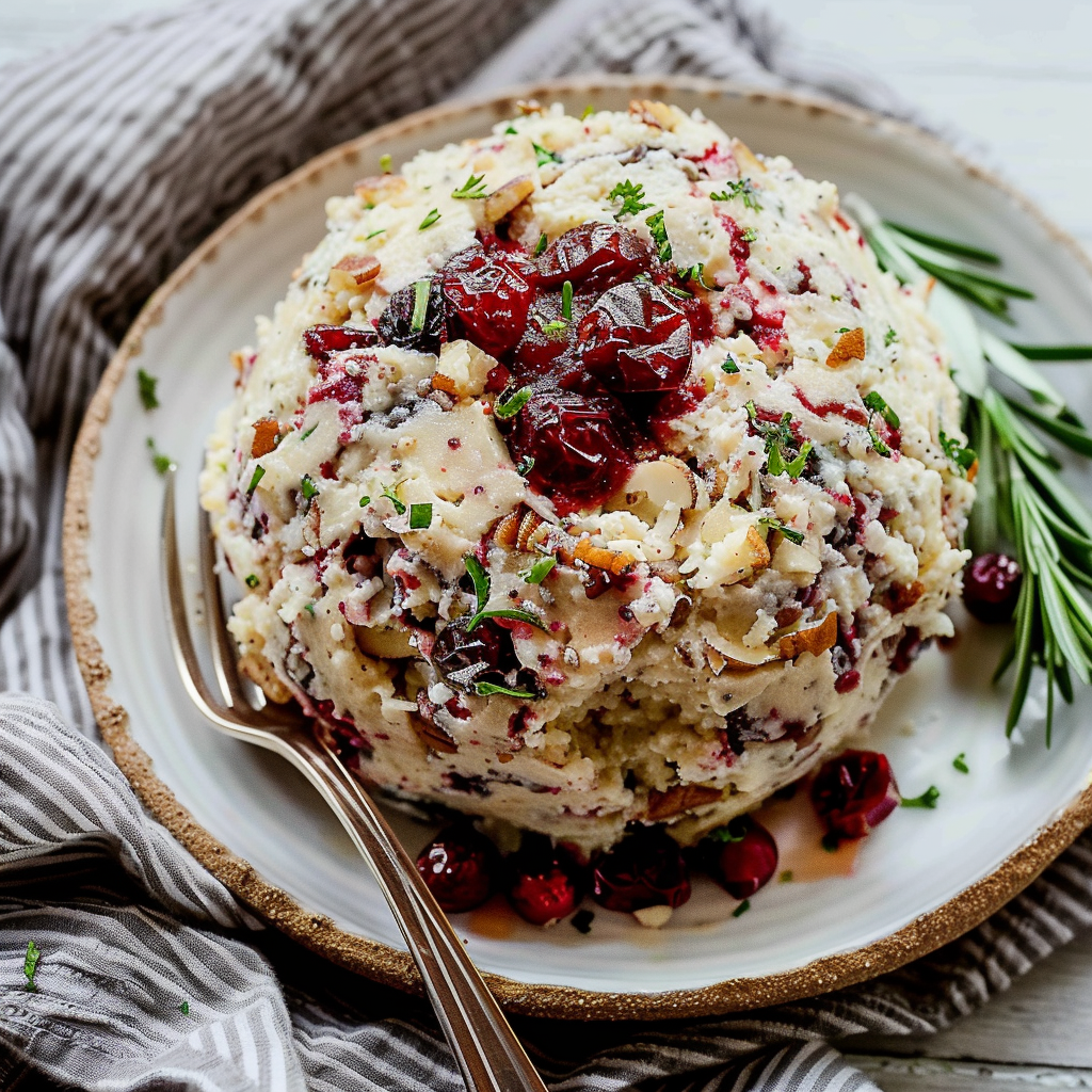 Recipe preparation for Cranberry and Walnut Cheese Ball
