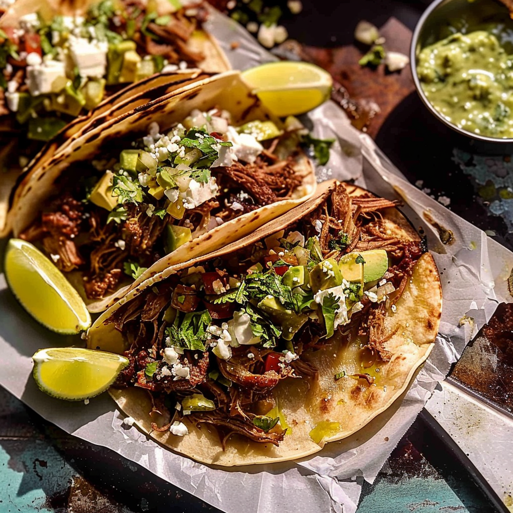 Recipe preparation for Crockpot Beef Tinga Tacos