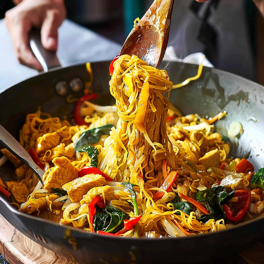 Recipe preparation for Singapore Chicken Vermicelli Noodles