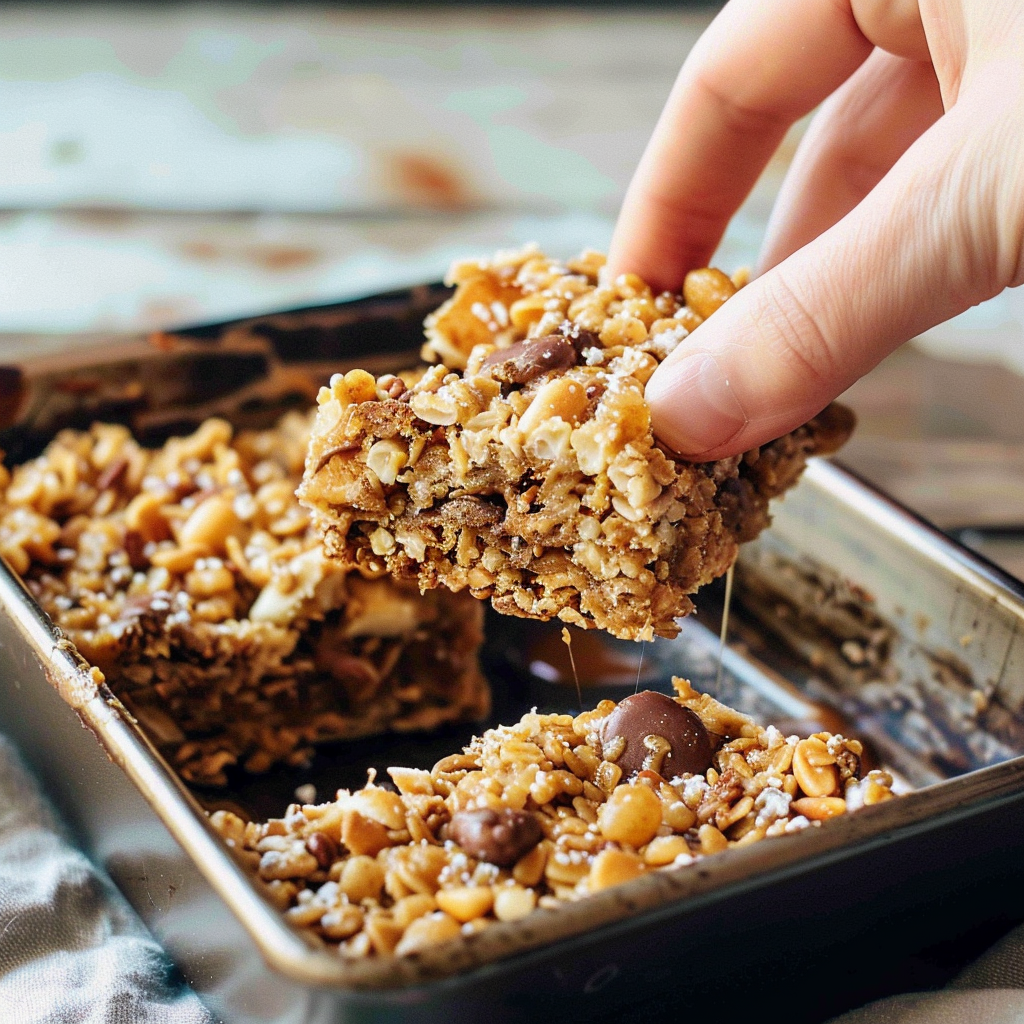 Recipe preparation for Brown Butter Peppermint Krispie Squares