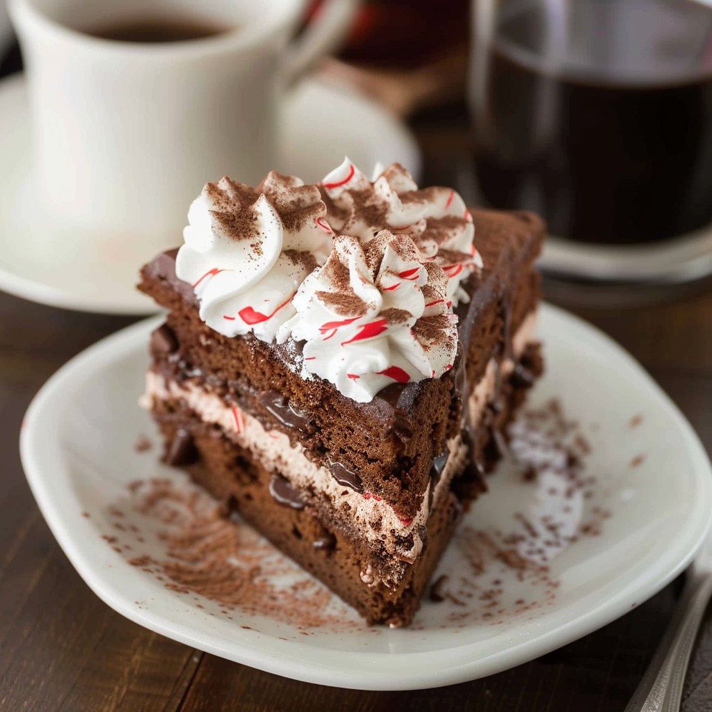 Recipe preparation for Peppermint Mocha Layered Cake