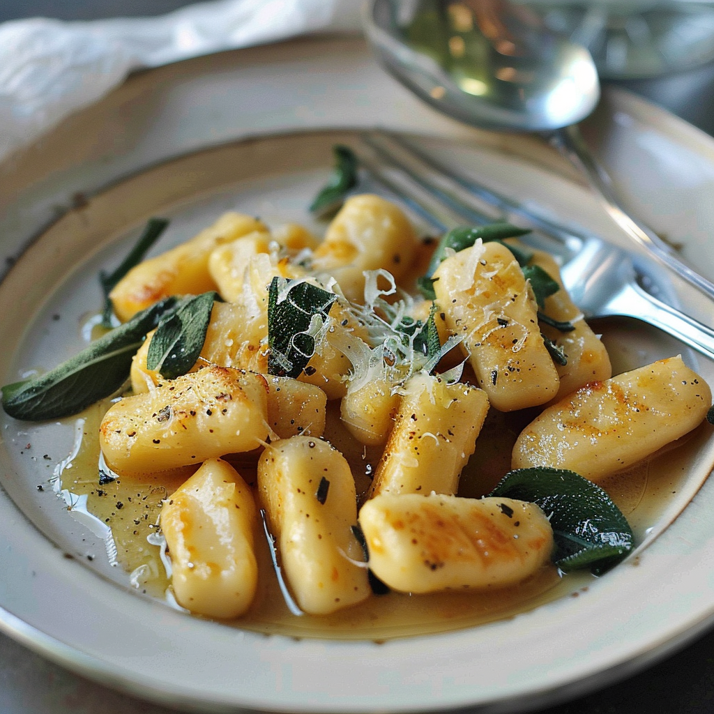 Recipe preparation for Butternut squash gnocchi with sage-brown-butter sauce