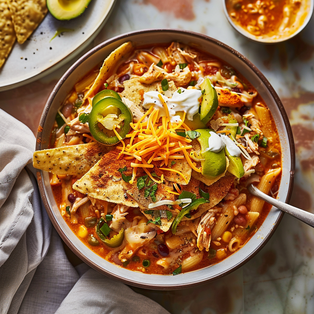 Recipe preparation for White Chicken Chili Mac Skillet