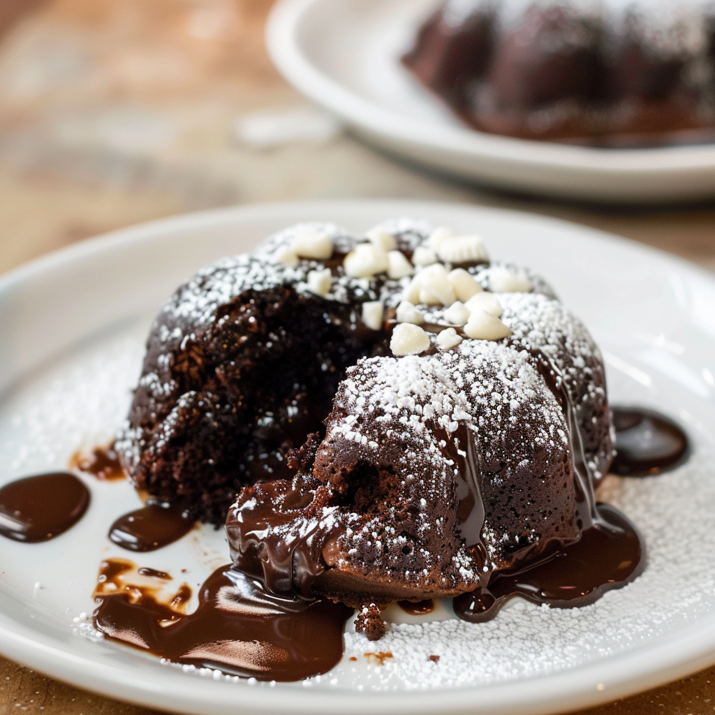 Recipe preparation for Hot Cocoa Lava Bomb Cake