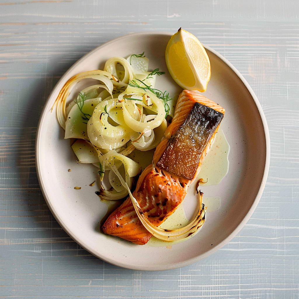 Recipe preparation for Roasted Salmon With Fennel