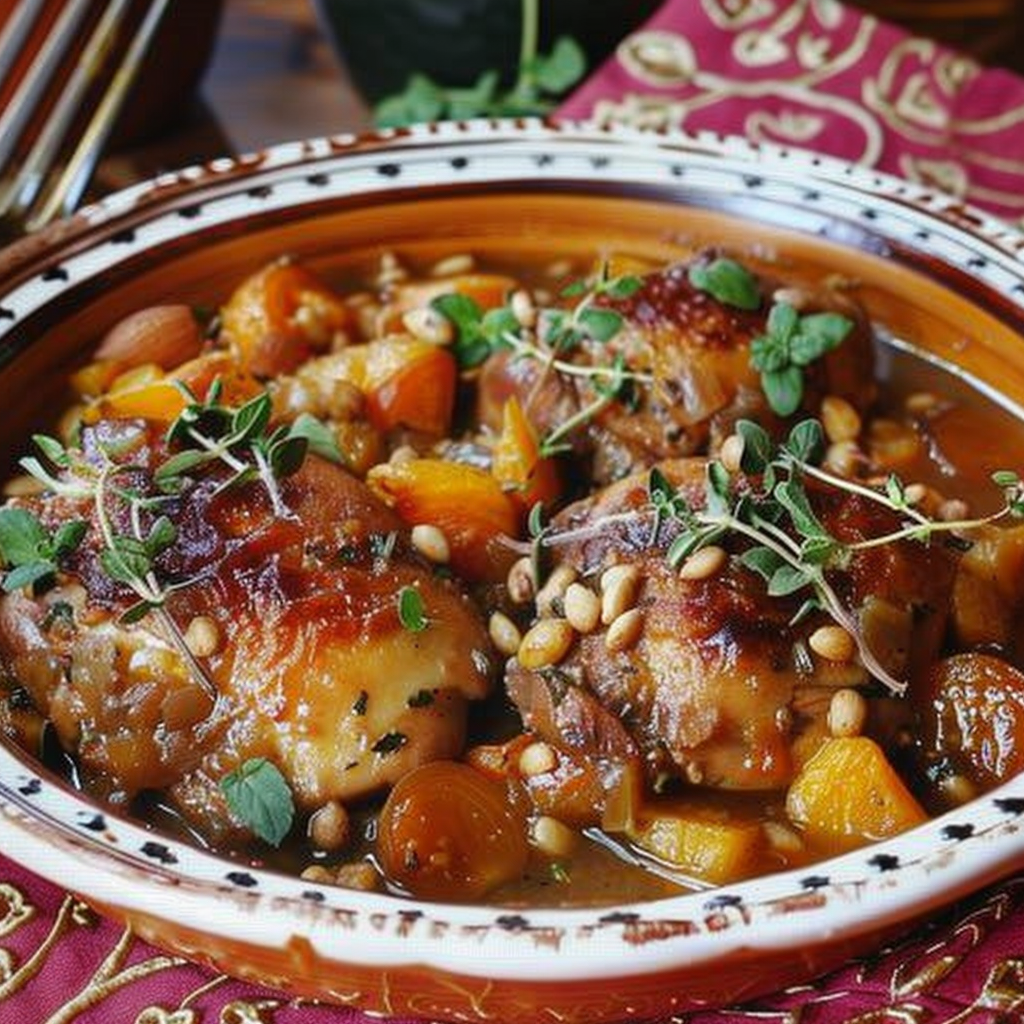 Recipe preparation for Moroccan Smoky-Spiced Chicken & Apricot Tagine