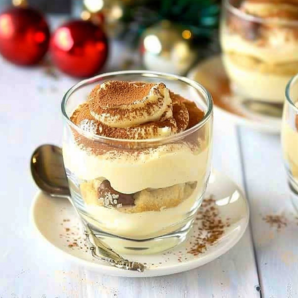 Recipe preparation for Eggnog Tiramisu Cups