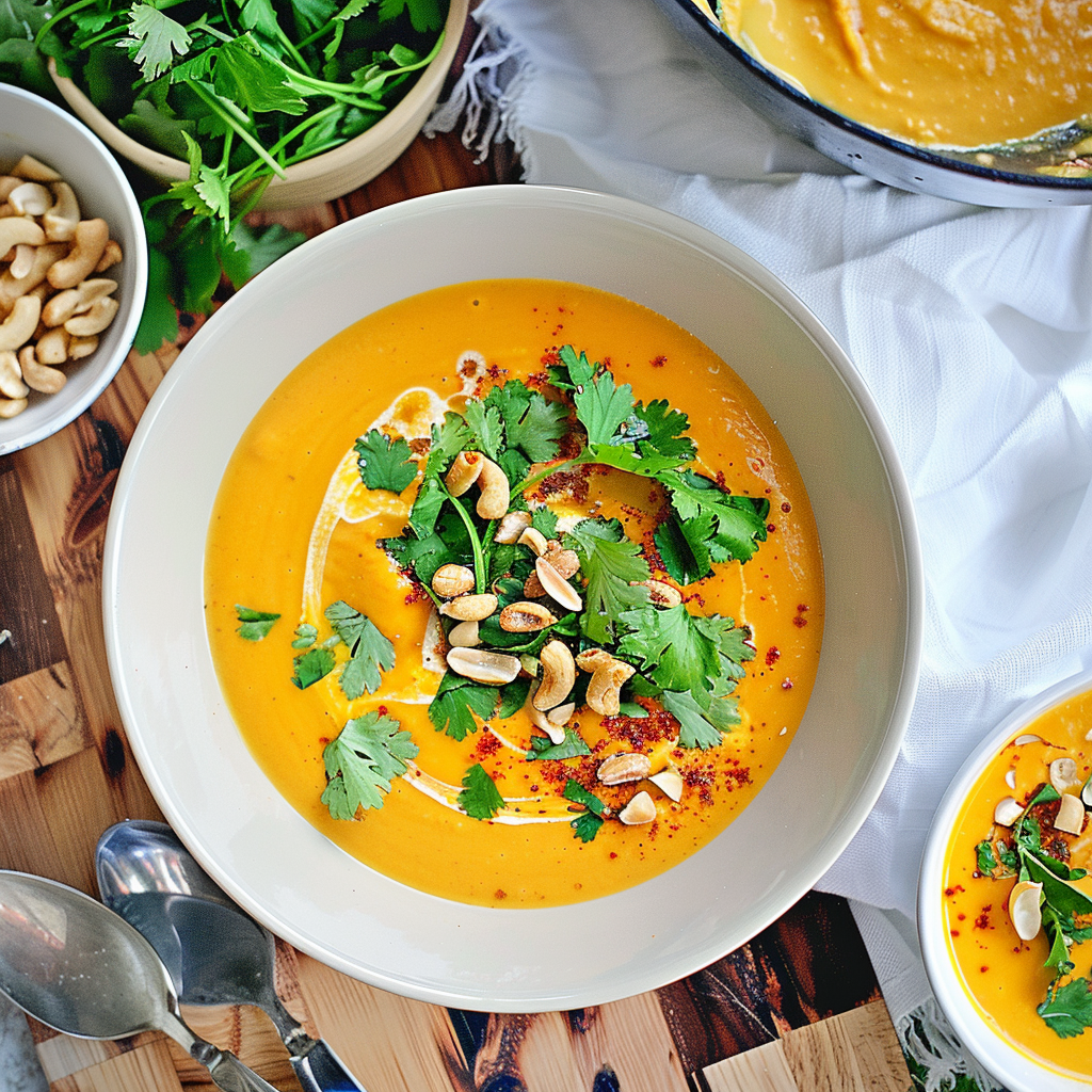 Recipe preparation for Roasted Carrot Coconut Ginger Soup