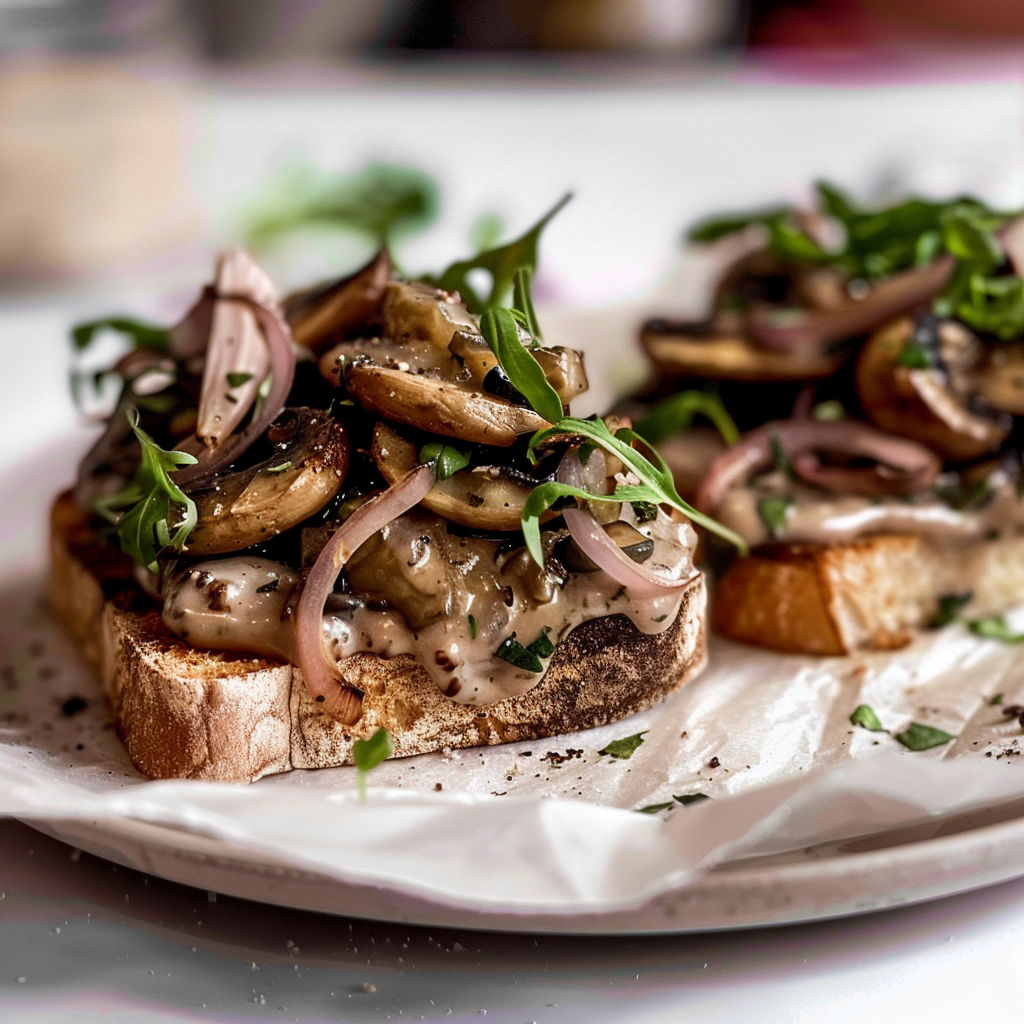 Recipe preparation for Holiday Creamy Mushroom & Sourdough Panade